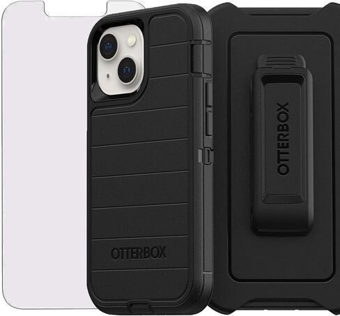 OtterBox Defender Series iPhone Case + Bonus Screen Protector, Apple Phonecase, Wireless Charging, Removable Rotating Belt-Clip Holster/Kickstand (Black, iPhone 13 Mini) in Saudi Arabia