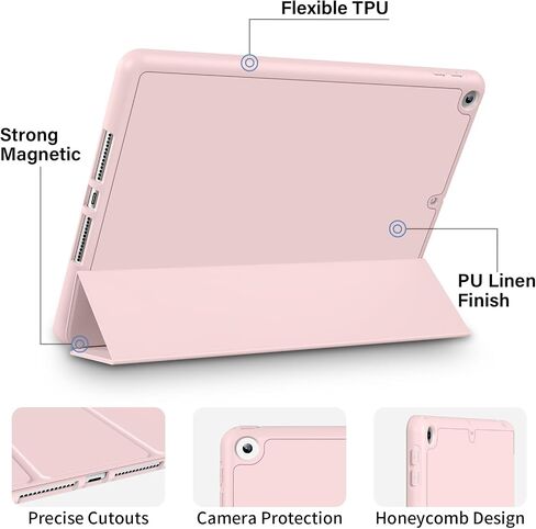 حالة لـ iPad Air 3 (10.5 بوصة 2019 ، الجيل الثالث) غطاء ذكي TPU الناعم الخفيف الوزن ، علبة النوم/الاستيقاظ التلقائي مع حامل القلم الرصاص لجيل iPad Air 3rd ، Pink in Kuwait