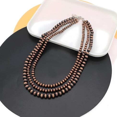 الغربية المعدنية نافاجو اللؤلؤ المختنق قلادة للنساء رعاة البقر متعدد الطبقات اللؤلؤ الفيروز مطرز بوهو شيك بيان قلادة جنوب غرب in Kuwait