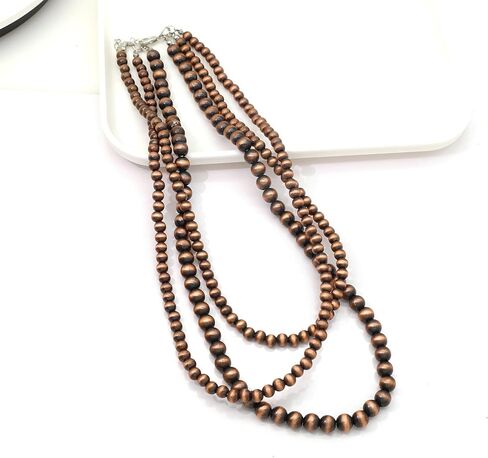 الغربية المعدنية نافاجو اللؤلؤ المختنق قلادة للنساء رعاة البقر متعدد الطبقات اللؤلؤ الفيروز مطرز بوهو شيك بيان قلادة جنوب غرب in Kuwait