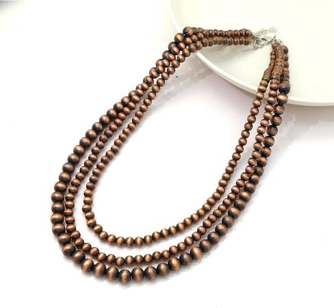 الغربية المعدنية نافاجو اللؤلؤ المختنق قلادة للنساء رعاة البقر متعدد الطبقات اللؤلؤ الفيروز مطرز بوهو شيك بيان قلادة جنوب غرب in Kuwait