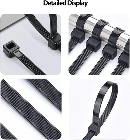 zip incles 8 بوصة (100 حزمة) ، قوة شد 40 رطلاً ، روابط كابل أسود ، روابط سلكية للاستخدام الداخلي والخارجي in Saudi Arabia