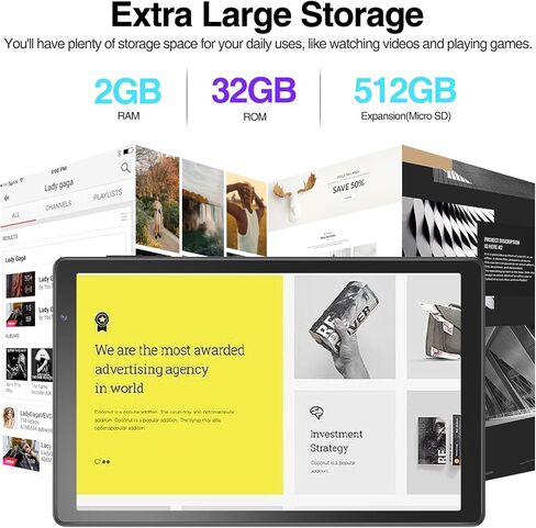 قرص 10 بوصة ، Android 10 Tablets 32 جيجابايت للبالغين ، معالج رباعي النواة ، شاشة IPS عالية الدقة ، كاميرا مزدوجة ، مدمجة في WiFi ، Bluetooth ، بطارية 6000mAh in Kuwait