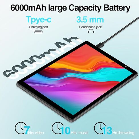 قرص 10 بوصة ، Android 10 Tablets 32 جيجابايت للبالغين ، معالج رباعي النواة ، شاشة IPS عالية الدقة ، كاميرا مزدوجة ، مدمجة في WiFi ، Bluetooth ، بطارية 6000mAh in Kuwait