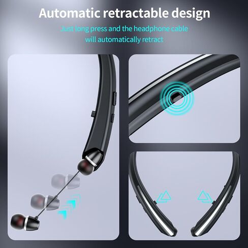 سماعات بوتوث نطاق العنق ، سماعات الرأس القابلة للسحب لسماعات الأذن اللاسلكية لضوضاء أذن الضوضاء مع ميكروفون ، IPX5 مقاومة للتعرق ، متوافق مع جهاز iPhone Android Samsung PC (ROSE) (أسود) in Kuwait