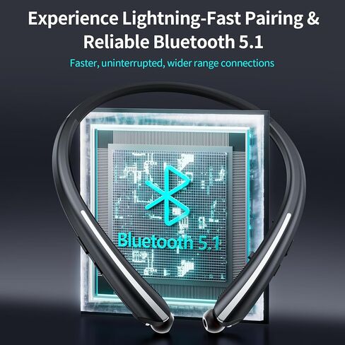 سماعات بوتوث نطاق العنق ، سماعات الرأس القابلة للسحب لسماعات الأذن اللاسلكية لضوضاء أذن الضوضاء مع ميكروفون ، IPX5 مقاومة للتعرق ، متوافق مع جهاز iPhone Android Samsung PC (ROSE) (أسود) in Kuwait