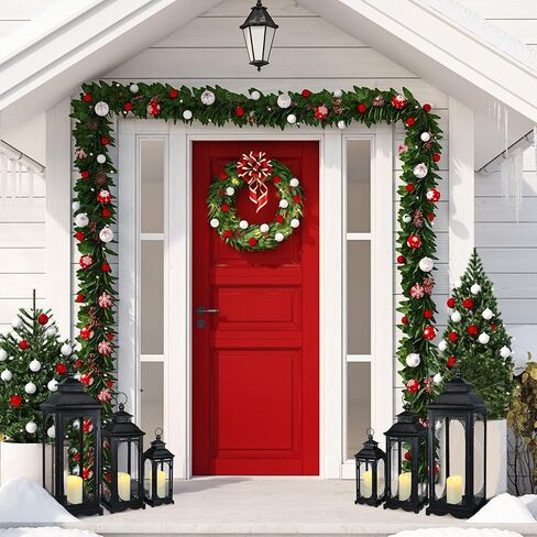 Mifoci Jumbo فوانيس زخرفية معدنية سوداء مع لوحة زجاجية شفافة، فانوس الإعصار، شمعة فانوس للديكور المنزلي والحفلات والمناسبات على سطح الطاولة والشرفة الأمامية والتعليق على الحائط في الأماكن المغلقة والخارجية (قطعتان، 24 بوصة) in Kuwait