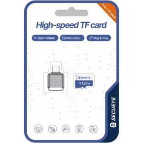 SECUEYE 64GB TF Memory Card with Type C Adapter Class 10 FAT32 High Speed Reading/Writing 24/7 Recording for Security Camera Dash Cam and More (64GB + Card Reader) in Kuwait