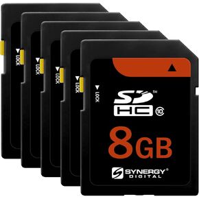 Synergy Digital 8GB Secure Digital SDHC UHS -I بطاقات ذاكرة ، متوافقة مع كاميرا DSLR -A550 Sony DSLR -A550 - الفئة 10 ، U1 ، 20 ميجابايت/ثانية ، 300 سلسلة - حزمة 5 in Kuwait