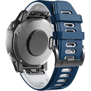 Ancool for Fenix ​​6x Pro Watch Band/Fenix ​​5x Watch Band/Fenix ​​7X Watch Band 26mm Silicone Band for Fenix ​​8 51mm/6x/5x Plus/7x Pro (Dark Blue-White) in Kuwait