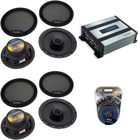 Ammonony Audio HA-65 متوافق مع Jeep Wrangler 2007-2017 Car Stereo Rhythm Series 6.5 "مكبرات صوت بديلة 300W ، HA-A400.4 Alloy 4-channel 800W SPER AMP & HA-AK10 GAUGE 600W AMP AMP KIT in Saudi Arabia