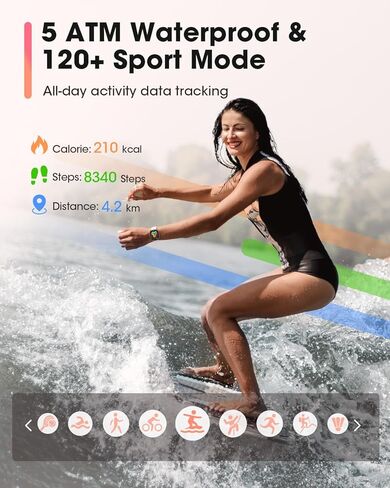 Smart Watches for Women Men with Call: Fitness Trackers with 24-Hour Heart Rate SpO2 Sleep Monitor 5ATM Waterproof 120+ Sport Mode Watches for Women gift Compatible with iPhone Android Phones(3 Bands) in Kuwait