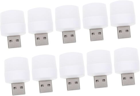 POPETPOP 10pcs Portable USB LED Night Lights High Brightness Illumination Lamps for Indoor Use Stable Performance Plastic Mini Lamps for Home and Vehicle in Saudi Arabia