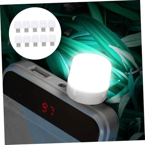 POPETPOP 10pcs Portable USB LED Night Lights High Brightness Illumination Lamps for Indoor Use Stable Performance Plastic Mini Lamps for Home and Vehicle in Saudi Arabia