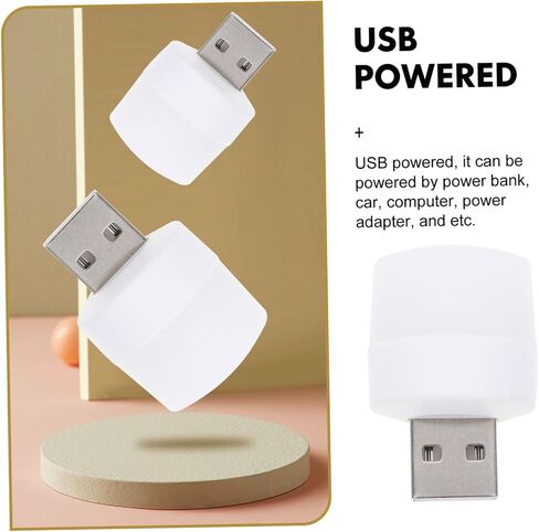 POPETPOP 10pcs Portable USB LED Night Lights High Brightness Illumination Lamps for Indoor Use Stable Performance Plastic Mini Lamps for Home and Vehicle in Saudi Arabia