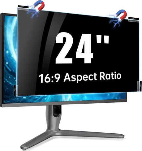 Magnetic 24 Inch Computer Privacy Screen Filter, Anti-Spy Protector Shield for 24'' Widescreen Monitor with 16:9 Aspect Ratio (Width x Height: 531mm x 298mm) in Saudi Arabia
