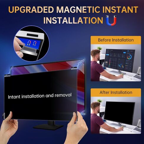 Magnetic 24 Inch Computer Privacy Screen Filter, Anti-Spy Protector Shield for 24'' Widescreen Monitor with 16:9 Aspect Ratio (Width x Height: 531mm x 298mm) in Saudi Arabia