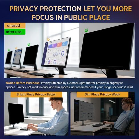 Magnetic 24 Inch Computer Privacy Screen Filter, Anti-Spy Protector Shield for 24'' Widescreen Monitor with 16:9 Aspect Ratio (Width x Height: 531mm x 298mm) in Saudi Arabia