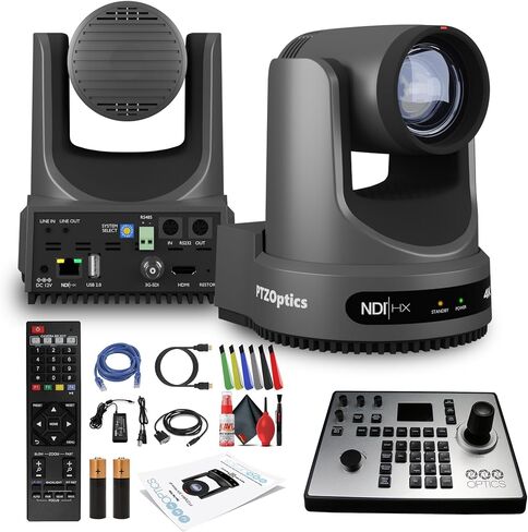 Ptzoptics تحرك 4K SDI/HDMI/USB/IP PTZ مع تكبير بصري 20x (رمادي) (PT20X-4K-GY-G3) PT-JOY-G4 CONTROLLER + مجموعة تنظيف العدسة + كابل HDMI + كابل إيثرنت + ألوان سلكية ملونة in Kuwait