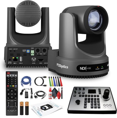 Ptzoptics تحرك 4K SDI/HDMI/USB/IP PTZ مع تكبير بصري 20x (رمادي) (PT20X-4K-GY-G3) PT-JOY-G4 CONTROLLER + مجموعة تنظيف العدسة + كابل HDMI + كابل إيثرنت + ألوان سلكية ملونة in Kuwait