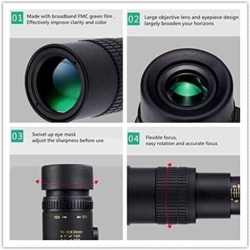 أحادي التلسكوب تلسكوب عالية الطاقة 4K 10-30 × 30 مم ZOOM BAK4 أحادي الطاقة عالية مع حامل الهواتف الذكية وترايبود للتخييم المشي لمسافات طويلة من أجل مراقبة الطيور البالغة مناظير in Saudi Arabia