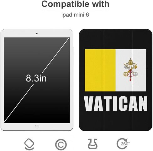 علبة علم مدينة الفاتيكان مع حامل القلم رفيع الوزن ثلاثي الأوزان متوافق مع iPad mini 4/5/6 mini4/5 （7.9in） in Saudi Arabia