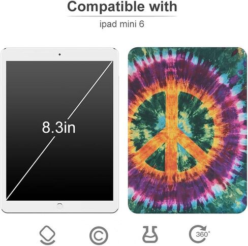 رمز السلام قضية التدرج التمويه مع حامل القلم رفيع خفيف الوزن Trifold موقف متوافق مع iPad Mini 4/5/6 mini6 （8.3in） in Saudi Arabia