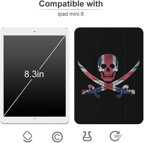 المملكة المتحدة العلم سيفات سيفات القلم مع حامل القلم رفيع الخفيفة الوزن trifold موقف متوافق مع iPad mini 4/5/6 mini4/5 （7.9in） in Kuwait