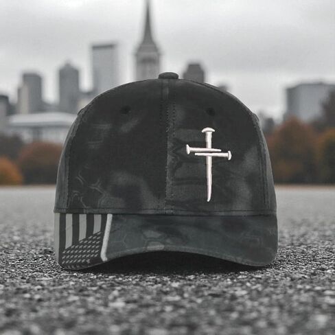 CRINKY CROSS Baseball Cap ، DEDITION 3 DESICATION ، TYPHOON CAMO HAT و Challenge Coin Jesus Christian HAT - Buckle القابلة للتعديل وعلم الولايات المتحدة الأمريكية. حرة 4 بوصة أيضا in Saudi Arabia