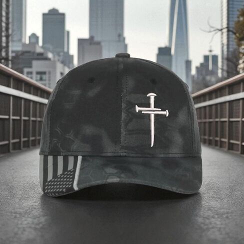 CRINKY CROSS Baseball Cap ، DEDITION 3 DESICATION ، TYPHOON CAMO HAT و Challenge Coin Jesus Christian HAT - Buckle القابلة للتعديل وعلم الولايات المتحدة الأمريكية. حرة 4 بوصة أيضا in Saudi Arabia