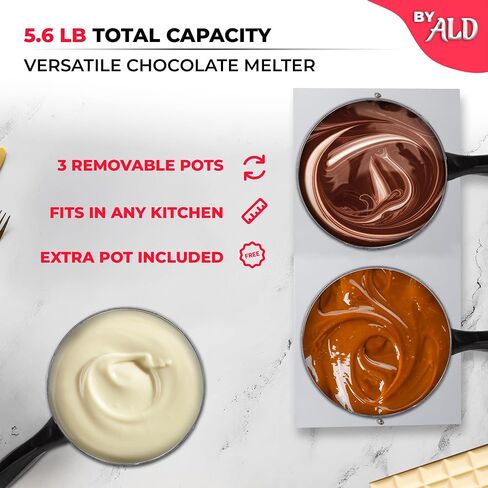 ALDKitchen Professional Chocolate Melting Pot – Dual 1.2L Stainless Steel Tanks, Manual Temperature Control, 110V, Ideal for Candy Making, Baking, and Dessert Decoration (4.5 lb (2.4 kg)) in Kuwait