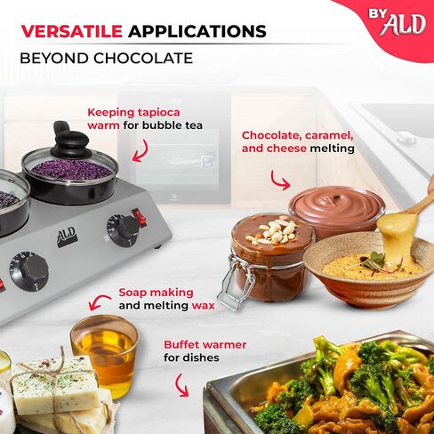 ALDKitchen Professional Chocolate Melting Pot – Dual 1.2L Stainless Steel Tanks, Manual Temperature Control, 110V, Ideal for Candy Making, Baking, and Dessert Decoration (4.5 lb (2.4 kg)) in Kuwait