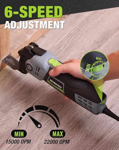 WORKPRO Oscillating Multi-Tool Kit, 3.0 Amp Corded Quick-Lock Replaceable Oscillating Saw with 7 Variable Speed, 3° Oscillation Angle, 17pcs Saw Accessories, and Carrying Bag in Kuwait