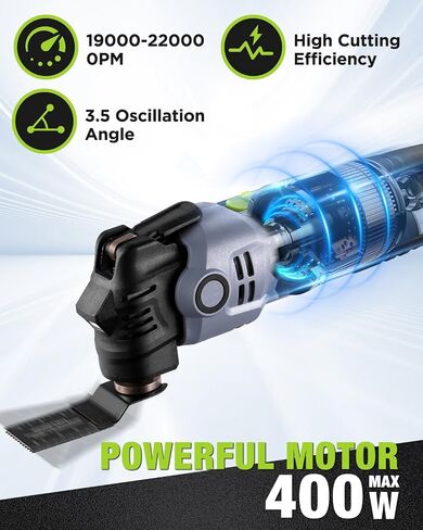 WORKPRO Oscillating Multi-Tool Kit, 3.0 Amp Corded Quick-Lock Replaceable Oscillating Saw with 7 Variable Speed, 3° Oscillation Angle, 17pcs Saw Accessories, and Carrying Bag in Kuwait