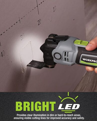 WORKPRO Oscillating Multi-Tool Kit, 3.0 Amp Corded Quick-Lock Replaceable Oscillating Saw with 7 Variable Speed, 3° Oscillation Angle, 17pcs Saw Accessories, and Carrying Bag in Kuwait