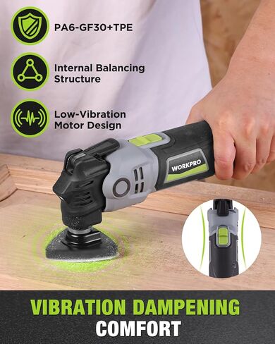 WORKPRO Oscillating Multi-Tool Kit, 3.0 Amp Corded Quick-Lock Replaceable Oscillating Saw with 7 Variable Speed, 3° Oscillation Angle, 17pcs Saw Accessories, and Carrying Bag in Kuwait