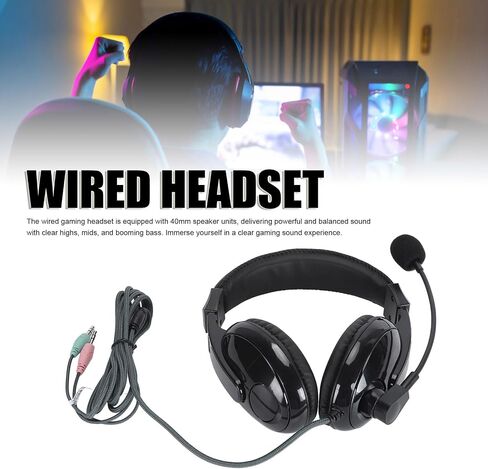 Yunseity Gaming Headset, Bass Surround Wired Headset, Noise Cancelling Flexible Mic Over Ear Headphones, Soft Memory Earmuffs, for PC Gamers in Saudi Arabia