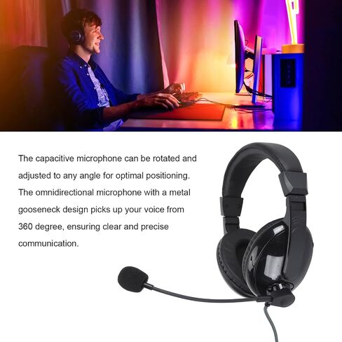 Yunseity Gaming Headset, Bass Surround Wired Headset, Noise Cancelling Flexible Mic Over Ear Headphones, Soft Memory Earmuffs, for PC Gamers in Saudi Arabia