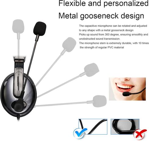 Yunseity Gaming Headset, Bass Surround Wired Headset, Noise Cancelling Flexible Mic Over Ear Headphones, Soft Memory Earmuffs, for PC Gamers in Saudi Arabia