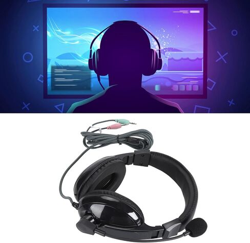 Yunseity Gaming Headset, Bass Surround Wired Headset, Noise Cancelling Flexible Mic Over Ear Headphones, Soft Memory Earmuffs, for PC Gamers in Saudi Arabia