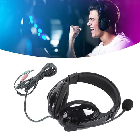 Yunseity Gaming Headset, Bass Surround Wired Headset, Noise Cancelling Flexible Mic Over Ear Headphones, Soft Memory Earmuffs, for PC Gamers in Saudi Arabia