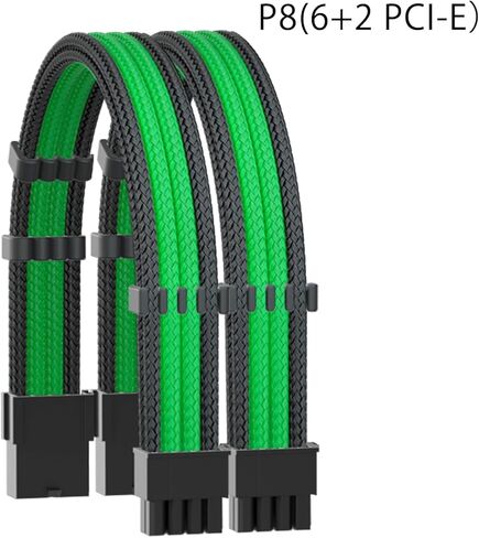 طقم امتداد كابلات 16AWG PSU ، مجموعة كابلات تزويد الطاقة ل GPU/وحدة المعالجة المركزية ، ATX 24PIN/PCI-E 8 (6+2) PIN/EPS 8 (4+4) تمديدات كابل PIN PIC ، 11.8 بوصة مع كومز كابل (أسود+أخضر ، BKP) in Kuwait