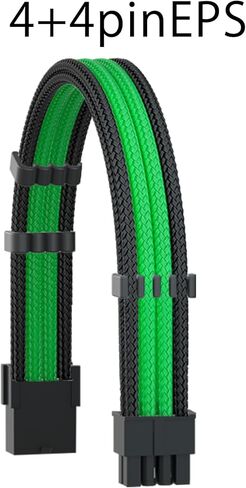 طقم امتداد كابلات 16AWG PSU ، مجموعة كابلات تزويد الطاقة ل GPU/وحدة المعالجة المركزية ، ATX 24PIN/PCI-E 8 (6+2) PIN/EPS 8 (4+4) تمديدات كابل PIN PIC ، 11.8 بوصة مع كومز كابل (أسود+أخضر ، BKP) in Kuwait