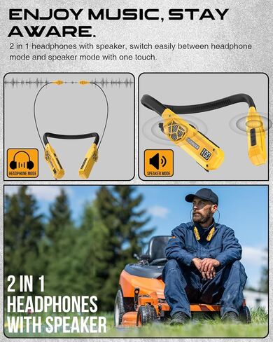 سماعات رأس Bluetooth Bluetooth Mipeace ، 2-in-1 حول سماعات الرأس المعتمدة من سماعات الرأس-OSHA المعتمدة مع مكبرات الصوت المدمجة ، ENC ، وقت اللعب 100+ساعة ، 4 أوضاع EQ لحماية السمع بلوتوث السلامة in Kuwait