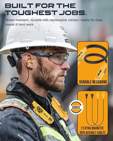 سماعات رأس Bluetooth Bluetooth Mipeace ، 2-in-1 حول سماعات الرأس المعتمدة من سماعات الرأس-OSHA المعتمدة مع مكبرات الصوت المدمجة ، ENC ، وقت اللعب 100+ساعة ، 4 أوضاع EQ لحماية السمع بلوتوث السلامة in Kuwait