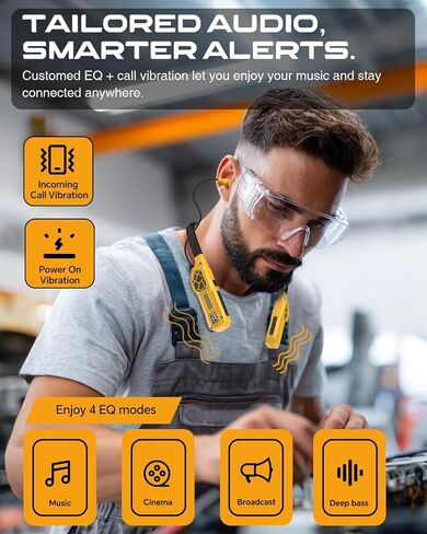 سماعات رأس Bluetooth Bluetooth Mipeace ، 2-in-1 حول سماعات الرأس المعتمدة من سماعات الرأس-OSHA المعتمدة مع مكبرات الصوت المدمجة ، ENC ، وقت اللعب 100+ساعة ، 4 أوضاع EQ لحماية السمع بلوتوث السلامة in Kuwait