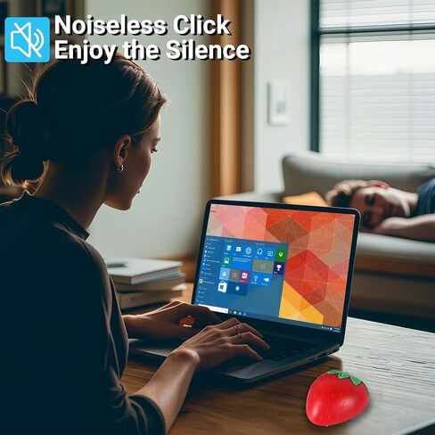 Wireless Bluetooth Mouse Cute Fruit Strawberry Shape Cartoon Portable Lightweight USB Silent 2.4GHz & Bluetooth Dual Mode 1000DPI Optical Cordless Mice for PC Laptop Tablets Mac Girls Kids Gifts (Red) in Saudi Arabia