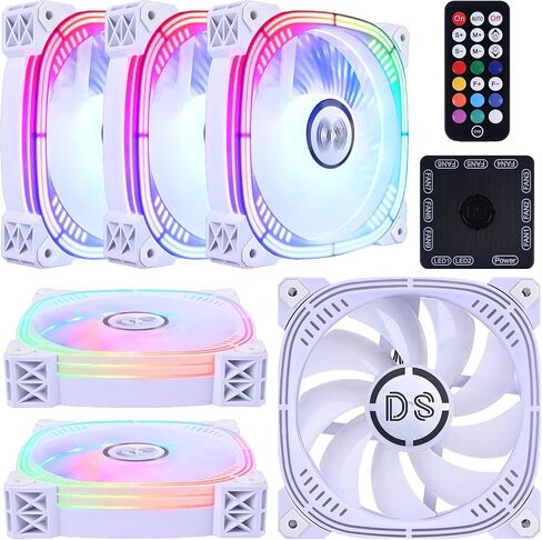 DS قابلة للمعالجة RGB 120mm LED مع 6pin وحدة تحكم عن بُعد لحالة الكمبيوتر البيضاء ، CPU Cooler ، نظام المشعاة (RGB Fans 6 Pack ، G Series) in Kuwait
