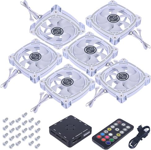 DS قابلة للمعالجة RGB 120mm LED مع 6pin وحدة تحكم عن بُعد لحالة الكمبيوتر البيضاء ، CPU Cooler ، نظام المشعاة (RGB Fans 6 Pack ، G Series) in Kuwait