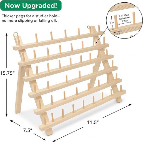 Mandala Crafts 60-Spools Wooden Thread Holder Sewing Embroidery Thread Rack Spool Cone Organizer - Braiding Hair Rack for Hair Stylist - Hair Color Rack Hair Divider Rack in Saudi Arabia